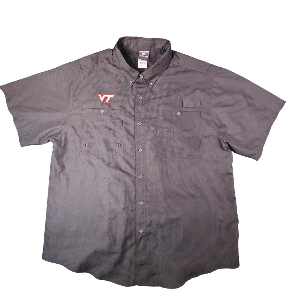 Knights Apparel Virginia Tech Hokies Mens XL Black Fishing Shirt Short Sleeve VT
